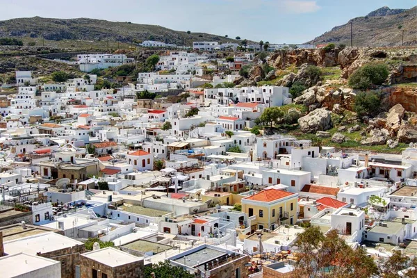 Wspaniały widok, Rodos - Lindos — Zdjęcie stockowe