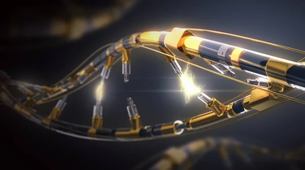 DNA-helix. Hi Tech in the field of genetic engineering.