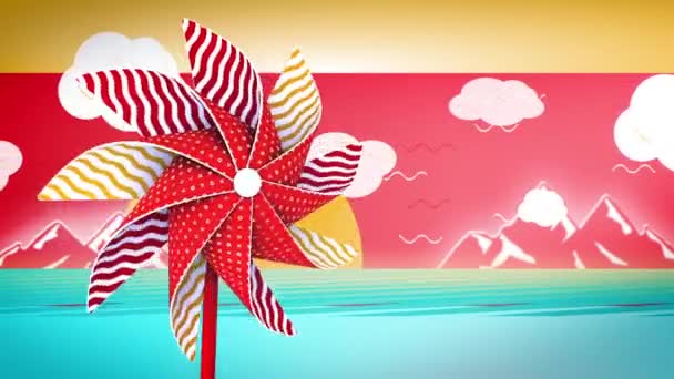 Renderowanie Kolorowy Zestaw Pinwheel Imprezę Lub Urodziny Zabawka Papierowa Dla — Wideo stockowe