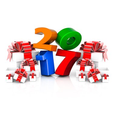 Yeni yıl 2017 3d çizim