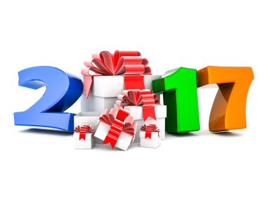 Yeni yıl 2017 3d çizim