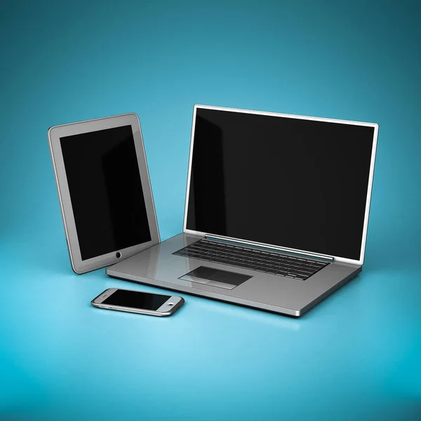 Laptop, tablet and smartphone — Stock Photo, Image