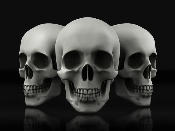 Hermoso Cráneo Hecho Metal Texturizado Sobre Fondo Negro — Foto de Stock