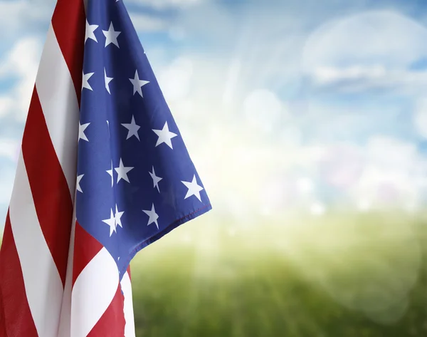 American flag in spring scene — Stock Photo, Image