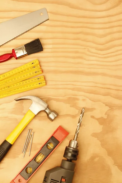 Tools on wood — Stok fotoğraf