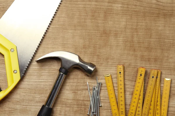 Tools on wood — Stock Photo, Image