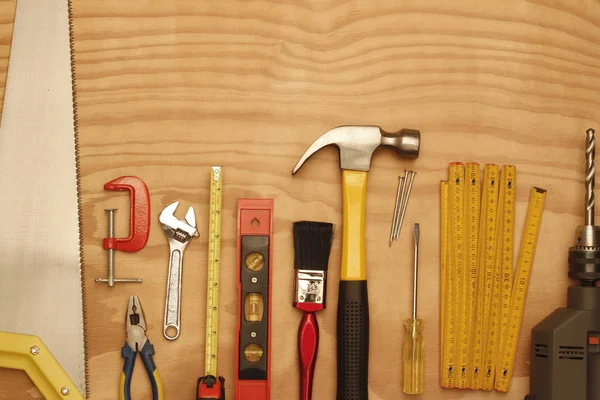 Tools on wood — Stock Photo, Image