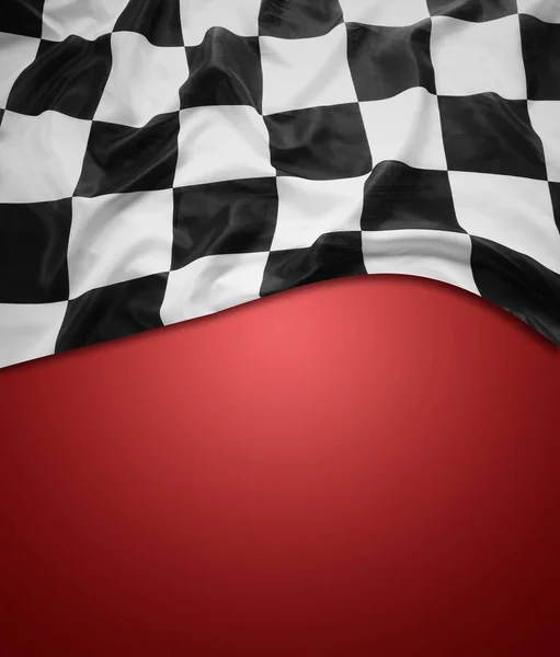 Checkered flag on red — Stock Photo, Image