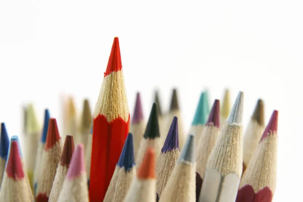 Pencils, red pencil standing out — Stock Photo, Image