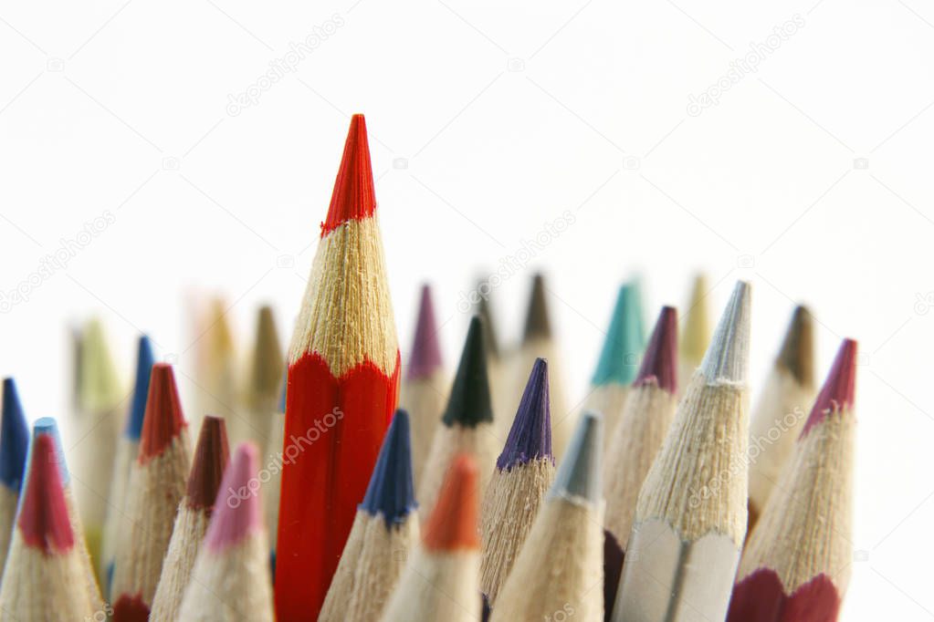 Pencils, red pencil standing out