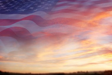U.S. flag in sky