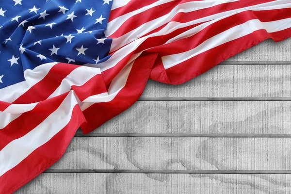 Amerikaanse vlag op de planken — Stockfoto