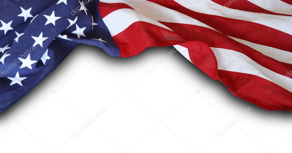 USA flag on white
