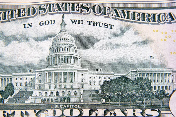 Детали банкноты в 50 долларов США — стоковое фото