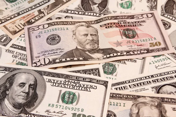 Асорті американських банкнот — стокове фото