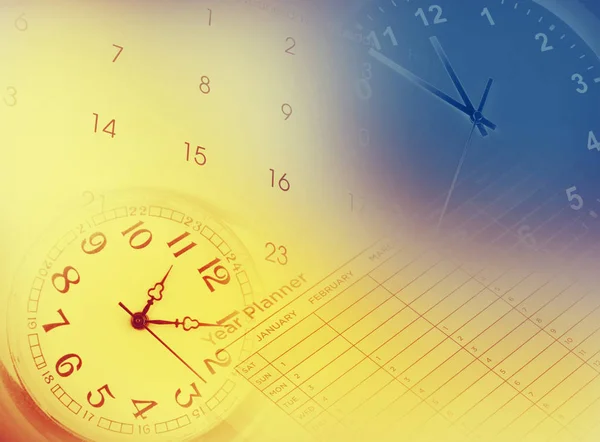 Relojes, calendario y planificador de años — Foto de Stock