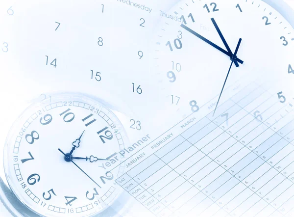 Saat, takvim ve yıl planlayıcısı — Stok fotoğraf