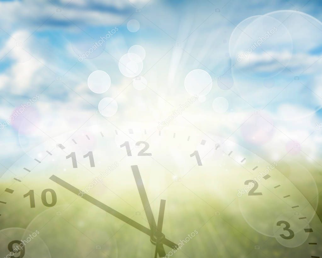 Clock in spring scene