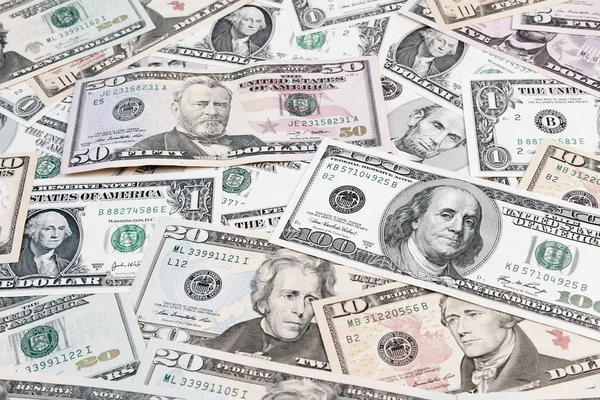 Uang kertas Amerika Bermacam-macam — Stok Foto