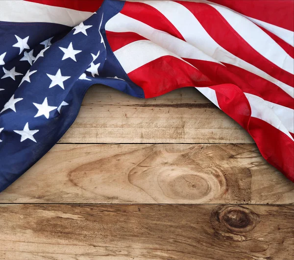 Amerikanische Flagge Und Holzbretter — Stockfoto