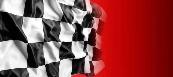 Checkered flag on red — Stock Photo, Image