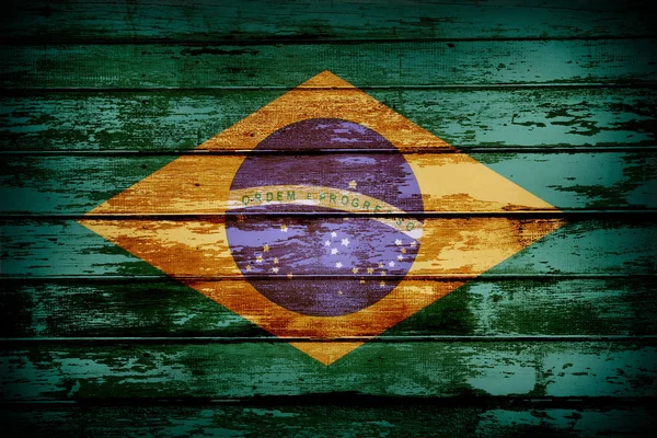 Brasilianische Flagge auf Brettern — Stockfoto