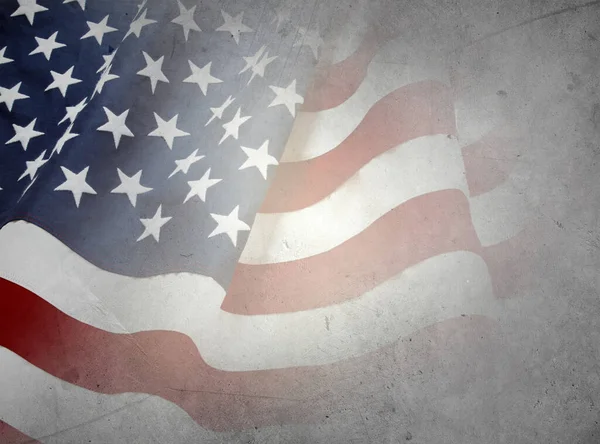 Американський Прапор Бетонному Тлі — стокове фото