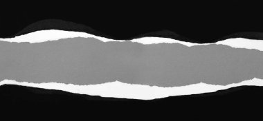 Gri arkaplan üzerinde yırtılmış kağıt, kopyalamak için boşluk