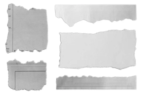 Πέντε Κομμάτια Σχισμένου Χαρτιού Απλό Φόντο — Φωτογραφία Αρχείου