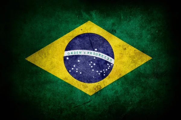 Крупный План Гранжа Бразильского Флага — стоковое фото
