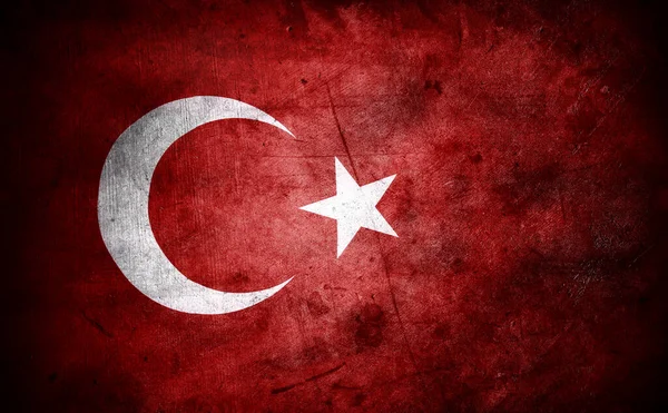 Zbliżenie Grunge Flaga Turecka — Zdjęcie stockowe