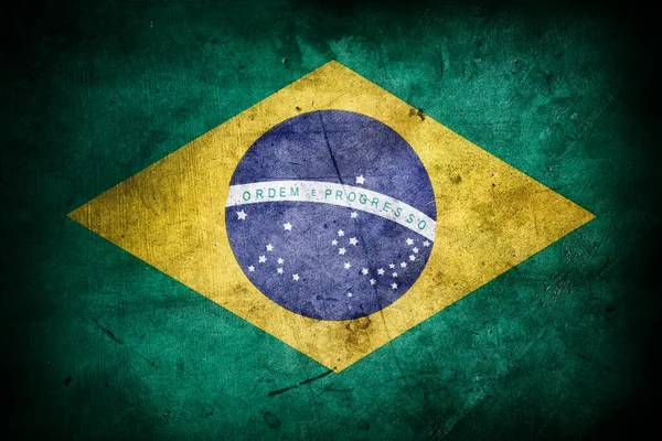 Nahaufnahme Einer Brasilianischen Grunge Flagge — Stockfoto