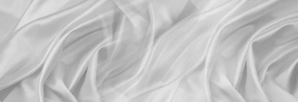 Closeup Rippled White Silk Fabric Lines — Stock Photo, Image