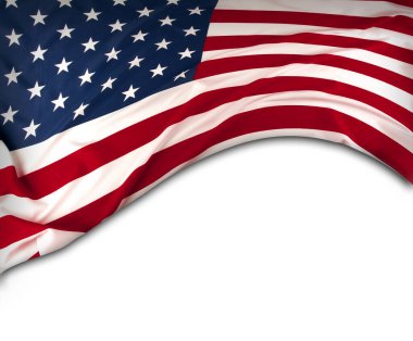 Beyaz arkaplanda Amerikan bayrağına yakın plan