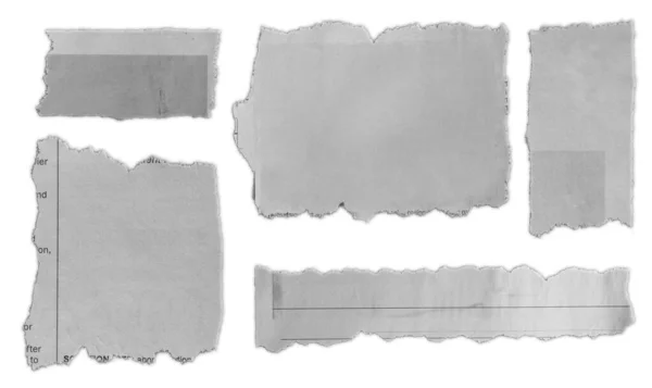 Fünf Stücke Zerrissenes Papier Auf Blankem Hintergrund — Stockfoto