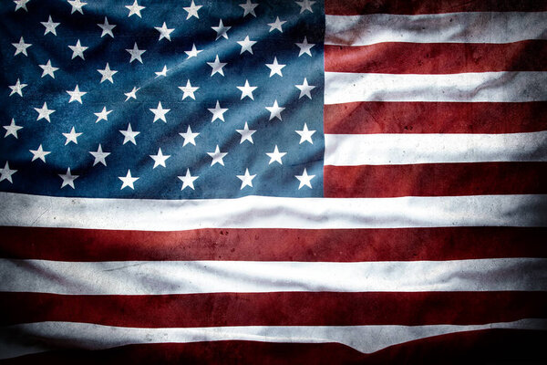Closeup of grunge American flag