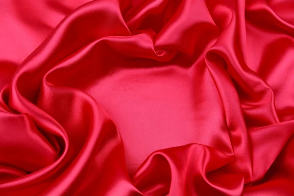 Closeup Rippled Red Silk Fabric Stock Picture