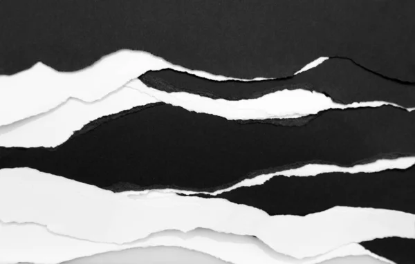 Ripped White Paper Edges Black — Stock Photo, Image