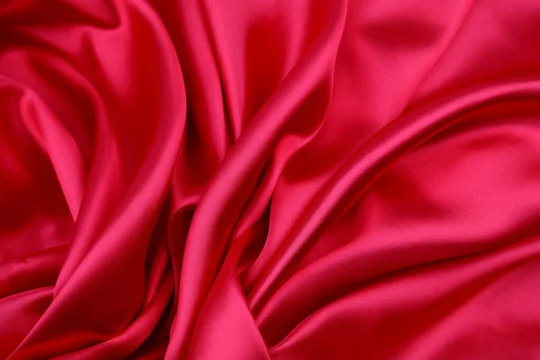 Closeup Rippled Red Silk Fabric — Stock Photo, Image