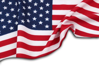 Beyaz arkaplanda Amerikan bayrağına yakın plan