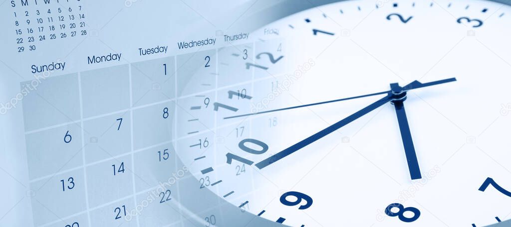 Clock face and calendar composite