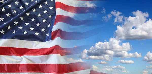 Bandeira Americana Céu Azul — Fotografia de Stock
