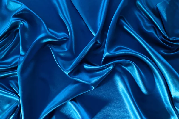 Primo Piano Delle Linee Tessuto Seta Blu — Foto Stock