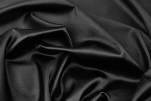Крупный План Черной Шелковой Ткани — стоковое фото