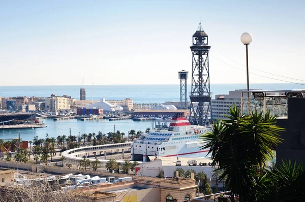 Puerto Marítimo Barcelona Vistas Ciudad — Foto de Stock