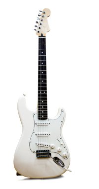 Beyaz arka plan üzerinde beyaz gitar 