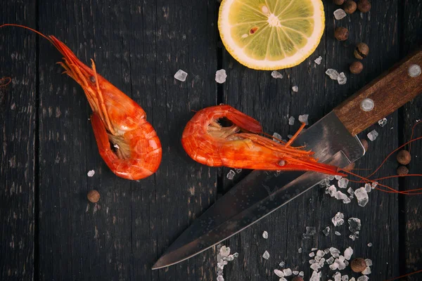 Conjunto de camarões de perto. Frutos do mar — Fotografia de Stock