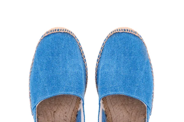 Espadrilles blue color view from above — Stock Photo, Image