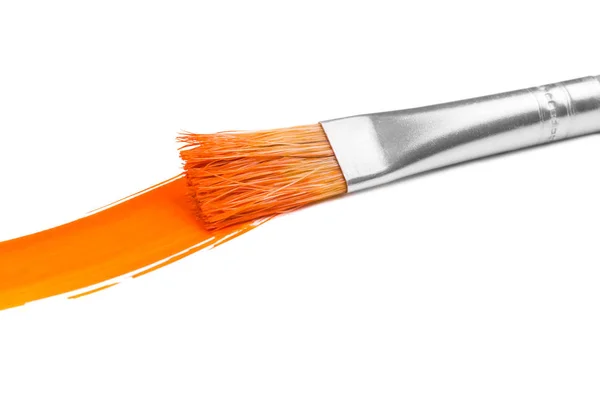 Orangefarbener Streifen mit Pinsel bemalt — Stockfoto