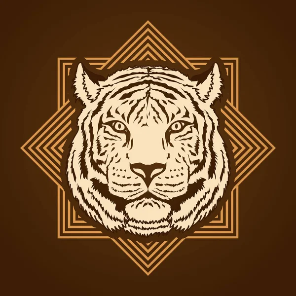 Cara de tigre vista frontal — Vector de stock